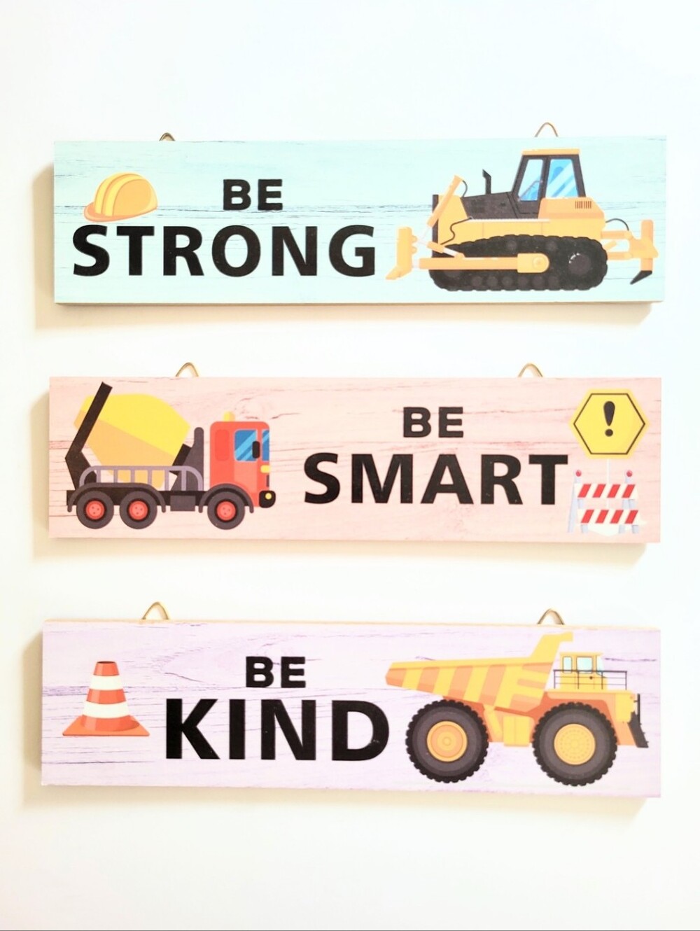 Toddler Boy Room Construction Truck Wall Art 3 Piece Set Baby Boy Nursery Decor